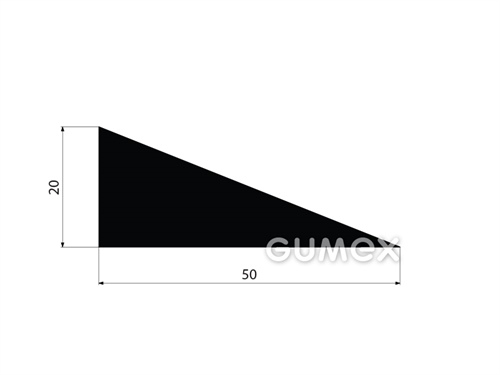 Gumový profil trojuholníkový, 20x50mm, 65°ShA, NBR, -40°C/+70°C, čierny